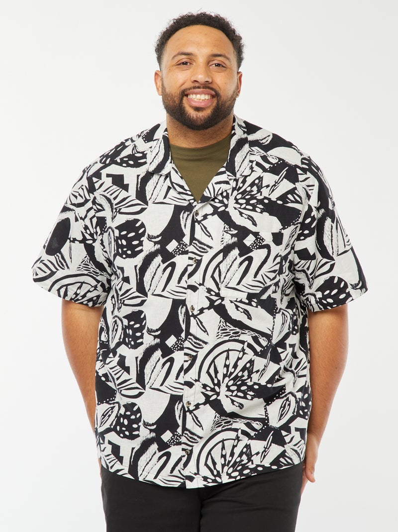 Blouse met korte mouw en motiefje Wit - Kiabi