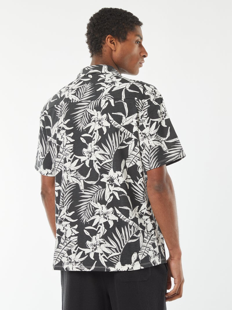 Blouse met korte mouw en motiefje ZWART - Kiabi