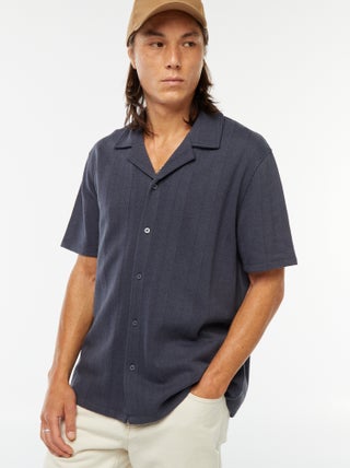 Blouse met korte mouw van tricot met ajourmotiefje