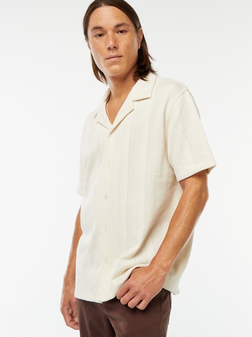 Blouse met korte mouw van tricot met ajourmotiefje - Kiabi