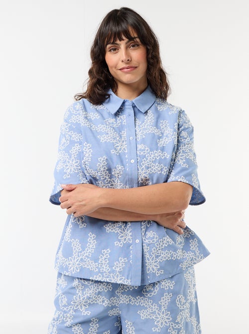 Blouse met korte mouwen en borduursels - Kiabi