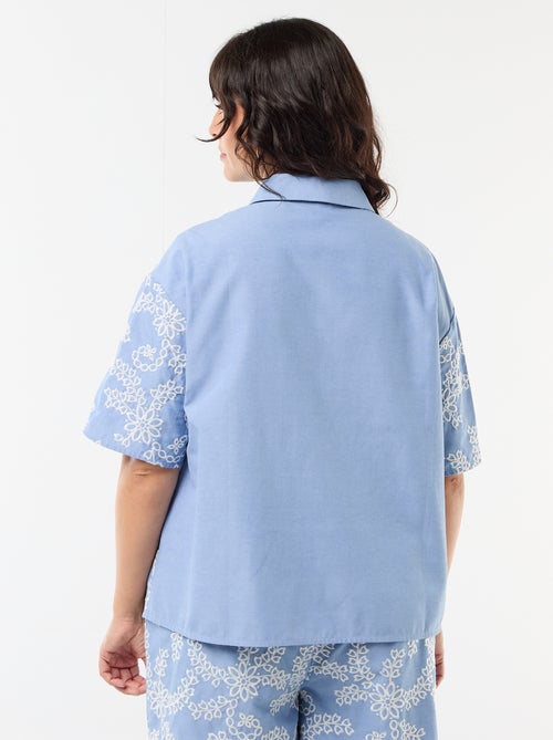 Blouse met korte mouwen en borduursels - Kiabi