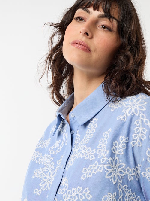 Blouse met korte mouwen en borduursels - Kiabi