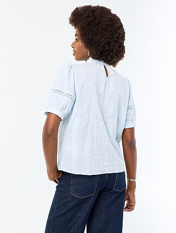 Blouse met korte mouwen en borduursels