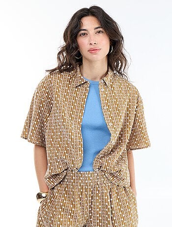 Blouse met korte mouwen en borduursels