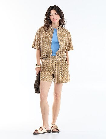 Blouse met korte mouwen en borduursels