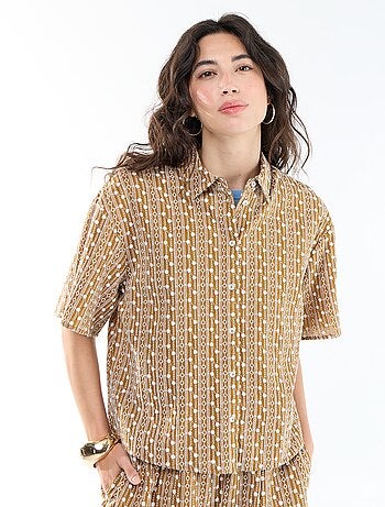 Blouse met korte mouwen en borduursels