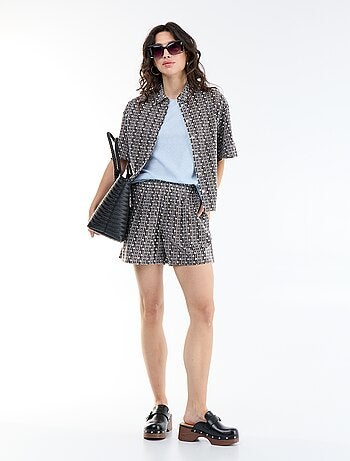 Blouse met korte mouwen en borduursels