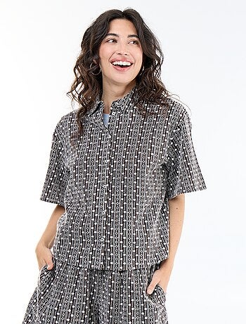 Blouse met korte mouwen en borduursels