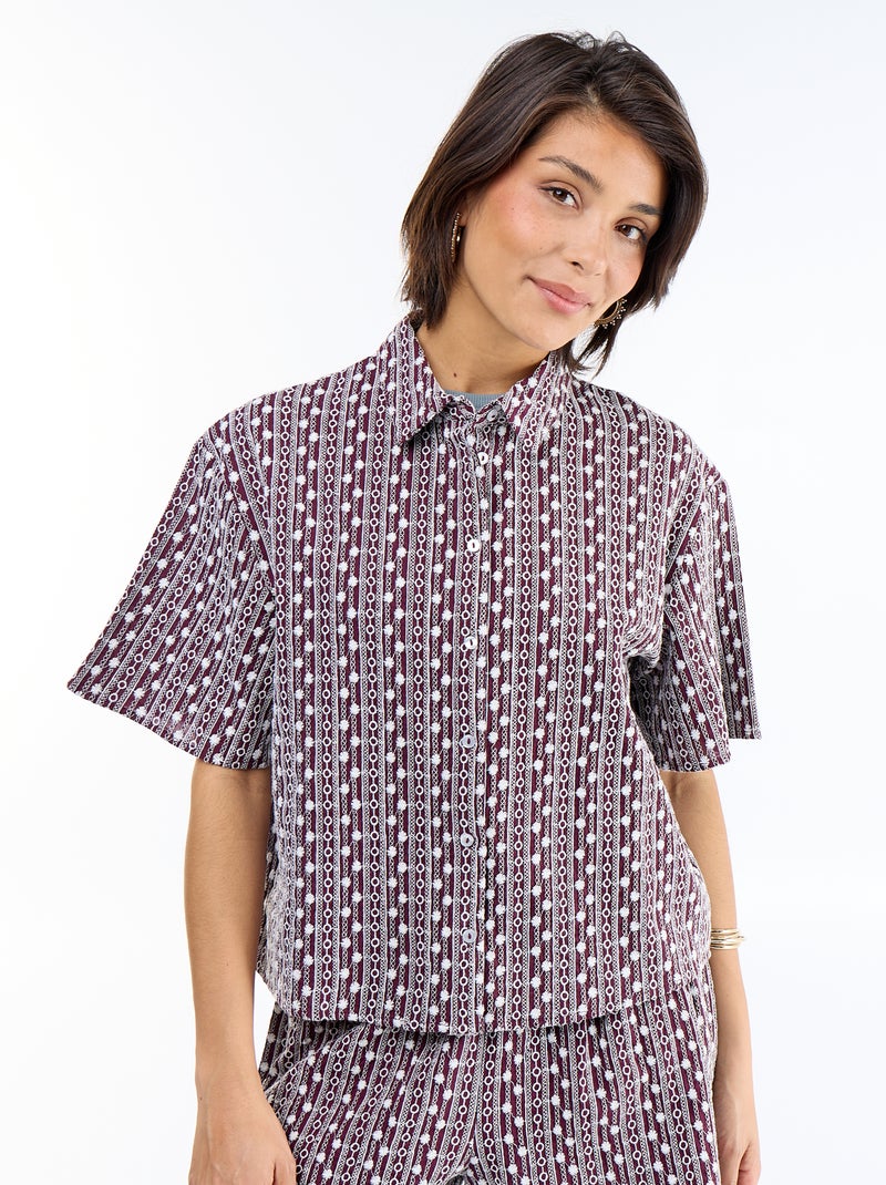 Blouse met korte mouwen en borduursels Rose - Kiabi