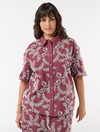 Blouse met korte mouwen en borduursels
