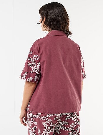 Blouse met korte mouwen en borduursels