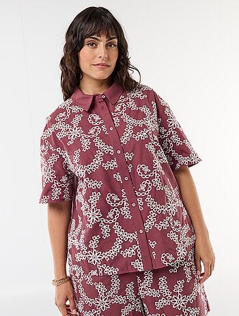Blouse met korte mouwen en borduursels