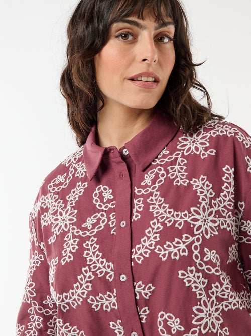 Blouse met korte mouwen en borduursels - Kiabi