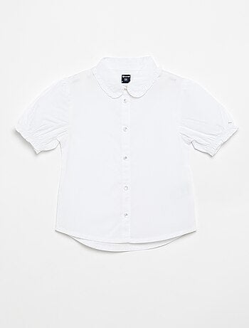 Blouse met korte mouwen en Claudinekraag