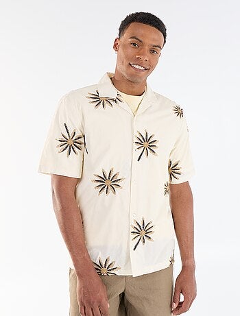 Blouse met korte mouwen en geborduurd motief
