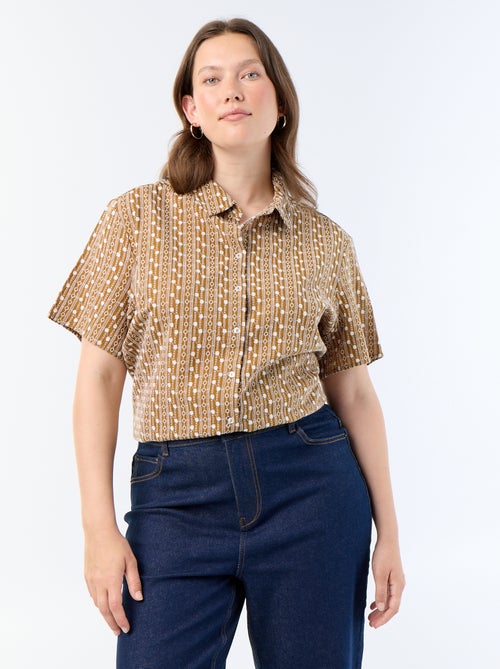 Blouse met korte mouwen en geborduurde print - Kiabi Blouse met korte mouwen en geborduurde print - Kiabi