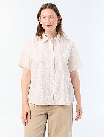 Blouse met korte mouwen en geborduurde print