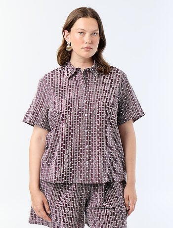 Blouse met korte mouwen en geborduurde print