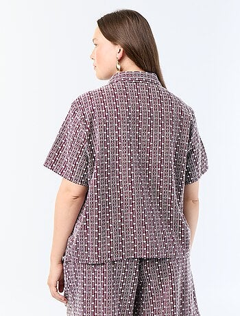 Blouse met korte mouwen en geborduurde print