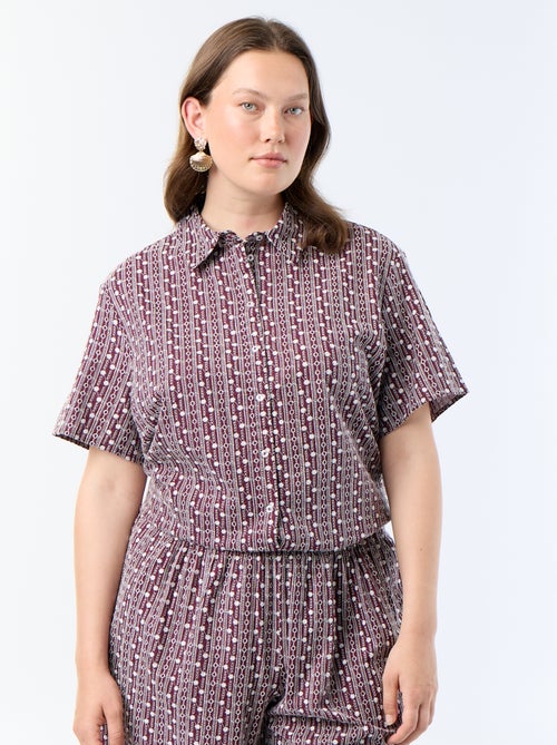 Blouse met korte mouwen en geborduurde print - Kiabi Blouse met korte mouwen en geborduurde print - Kiabi