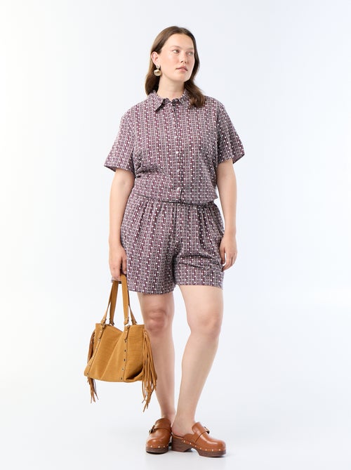 Blouse met korte mouwen en geborduurde print - Kiabi Blouse met korte mouwen en geborduurde print - Kiabi