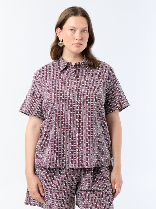 Blouse met korte mouwen en geborduurde print - Kiabi Blouse met korte mouwen en geborduurde print - Kiabi