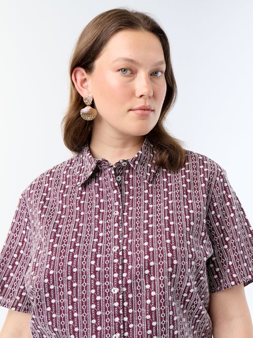 Blouse met korte mouwen en geborduurde print - Kiabi Blouse met korte mouwen en geborduurde print - Kiabi
