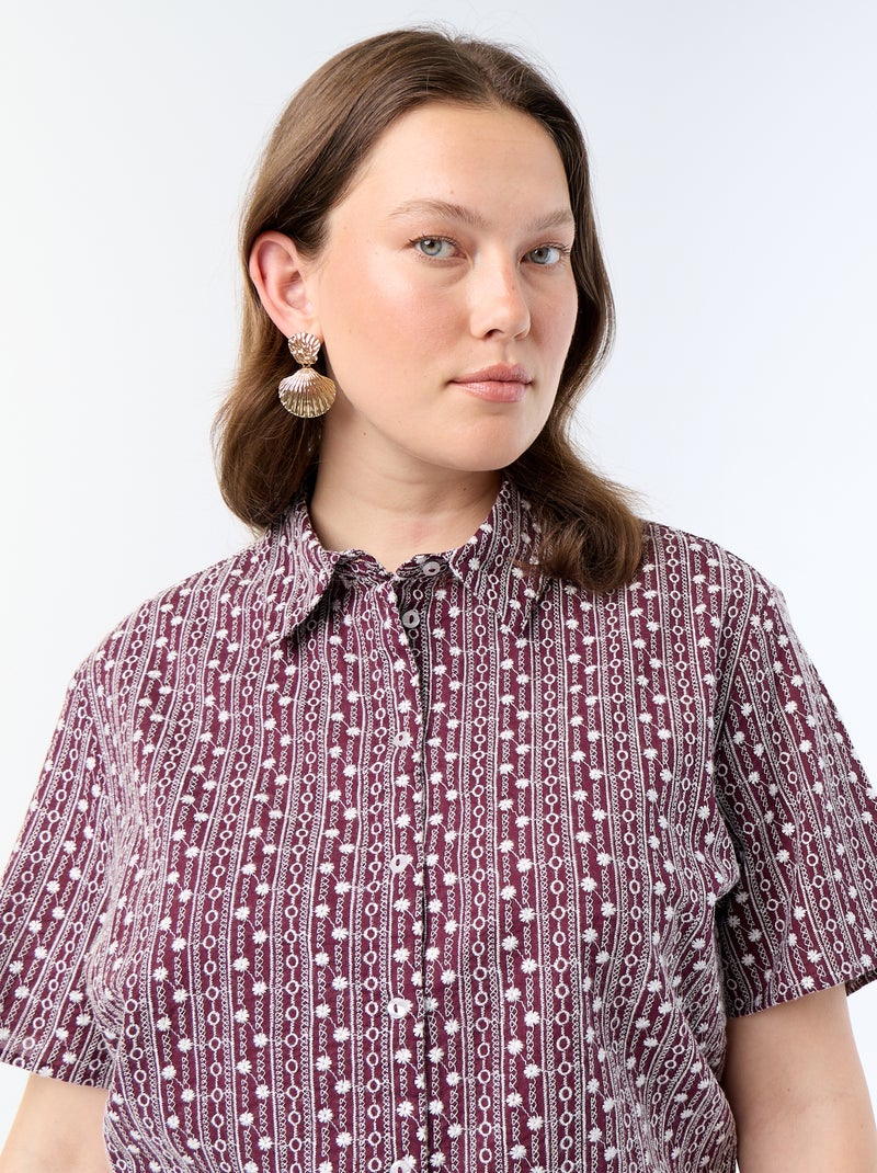 Blouse met korte mouwen en geborduurde print Rose - Kiabi