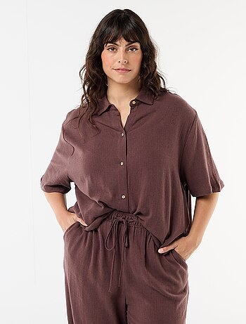 Blouse met korte mouwen en knoopsluiting