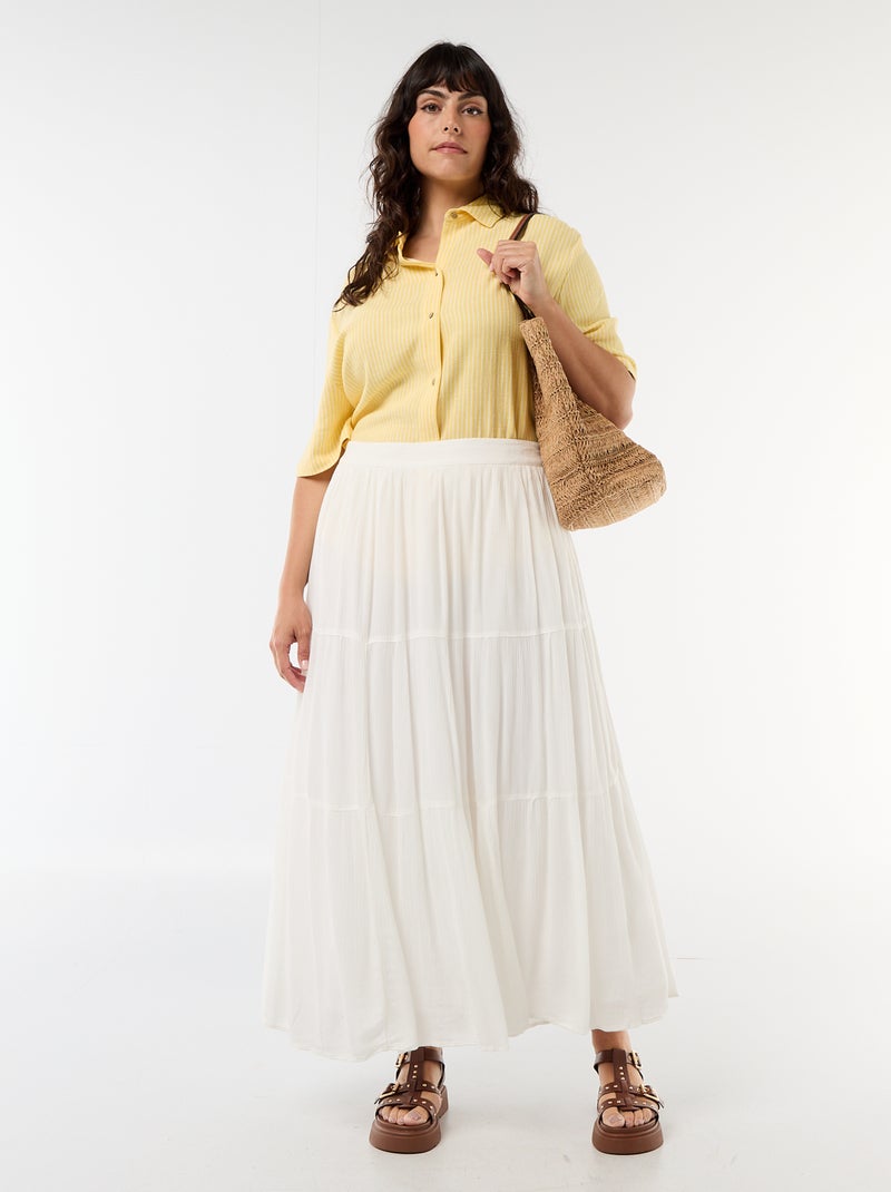 Blouse met korte mouwen en knoopsluiting Geel - Kiabi