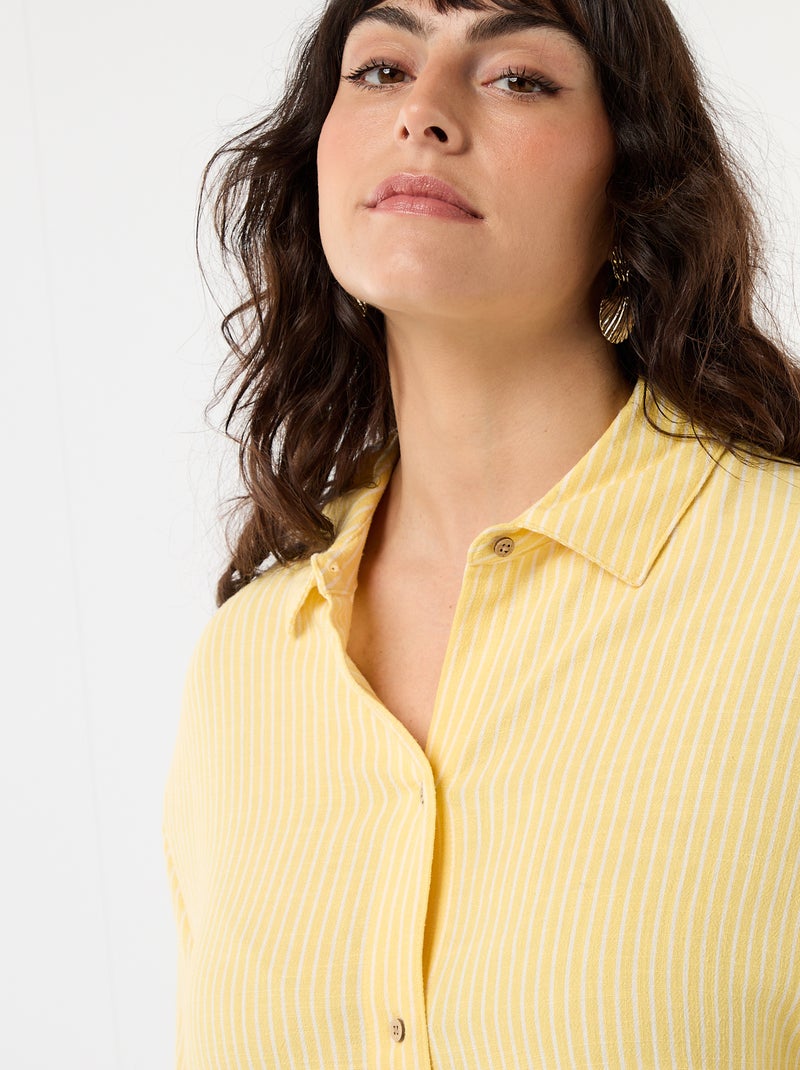 Blouse met korte mouwen en knoopsluiting Geel - Kiabi