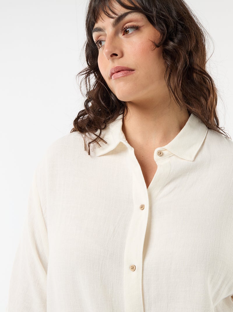 Blouse met korte mouwen en knoopsluiting Wit - Kiabi