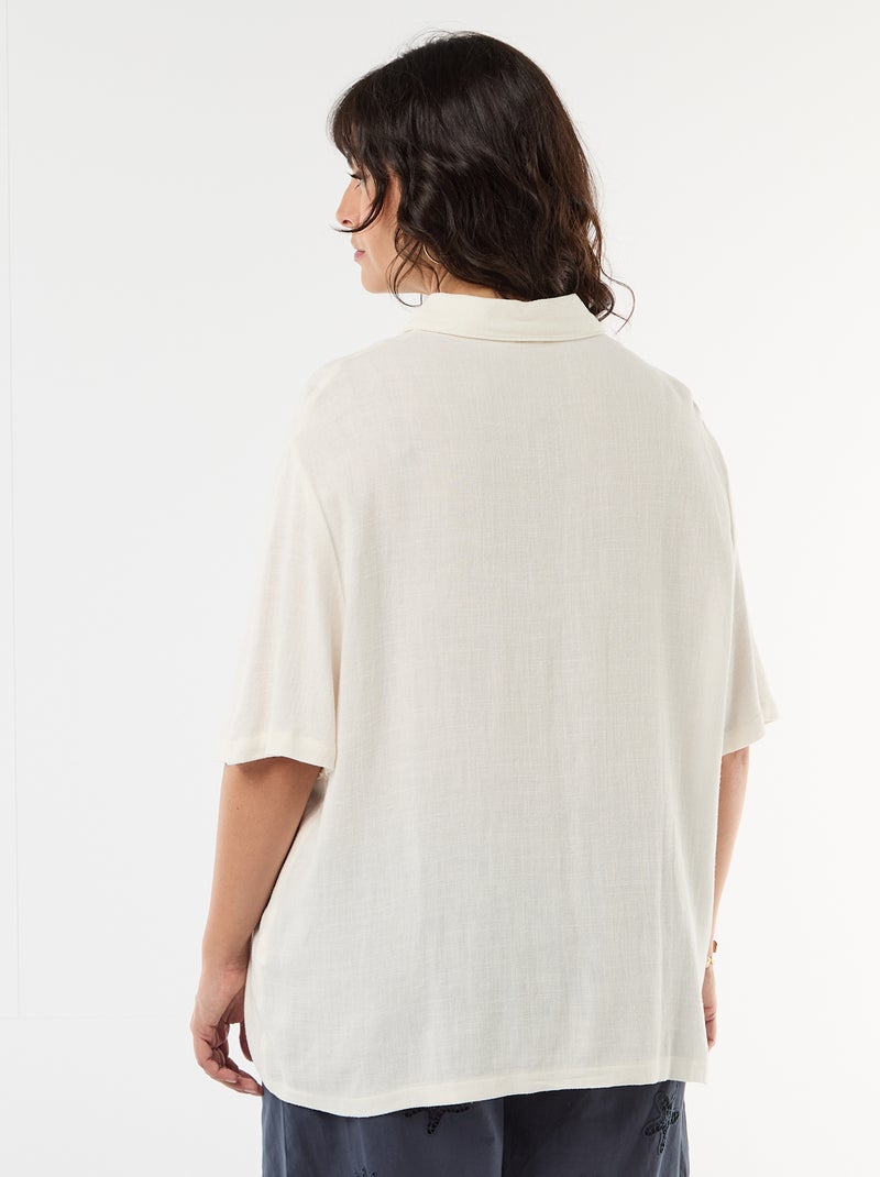 Blouse met korte mouwen en knoopsluiting Wit - Kiabi