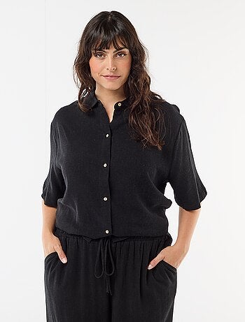 Blouse met korte mouwen en knoopsluiting