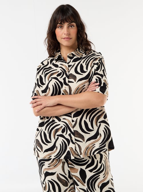 Blouse met korte mouwen en knoopsluiting - Kiabi