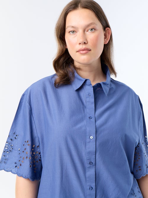 Blouse met korte mouwen en opengewerkte borduursels - Kiabi