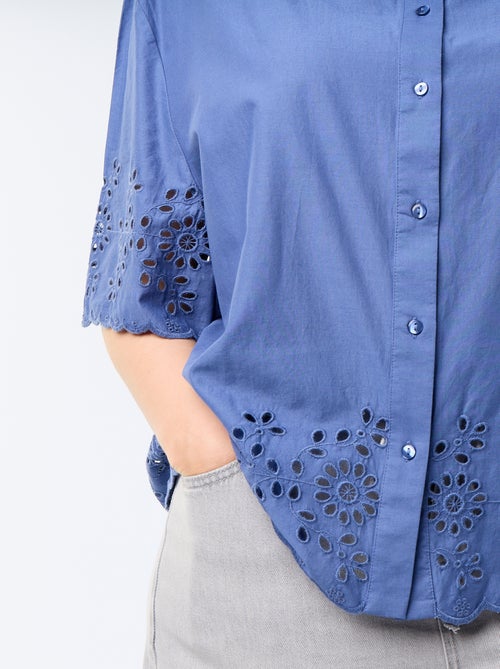 Blouse met korte mouwen en opengewerkte borduursels - Kiabi