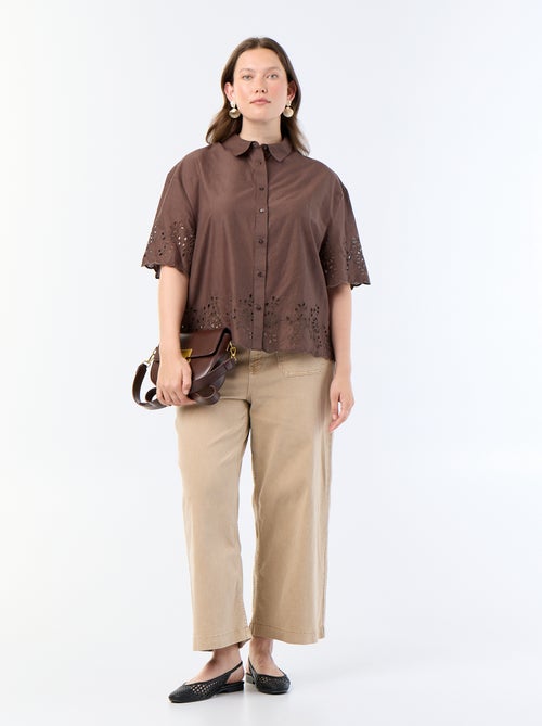 Blouse met korte mouwen en opengewerkte borduursels - Kiabi Blouse met korte mouwen en opengewerkte borduursels - Kiabi