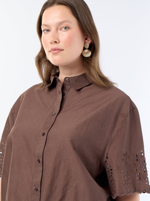 Blouse met korte mouwen en opengewerkte borduursels - Kiabi Blouse met korte mouwen en opengewerkte borduursels - Kiabi