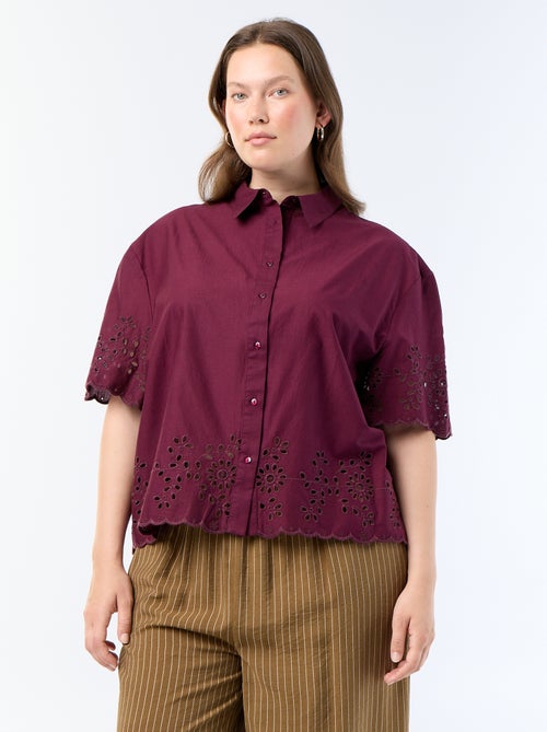 Blouse met korte mouwen en opengewerkte borduursels - Kiabi Blouse met korte mouwen en opengewerkte borduursels - Kiabi
