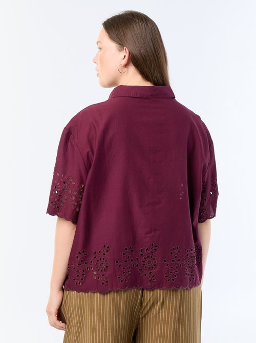 Blouse met korte mouwen en opengewerkte borduursels - Kiabi Blouse met korte mouwen en opengewerkte borduursels - Kiabi