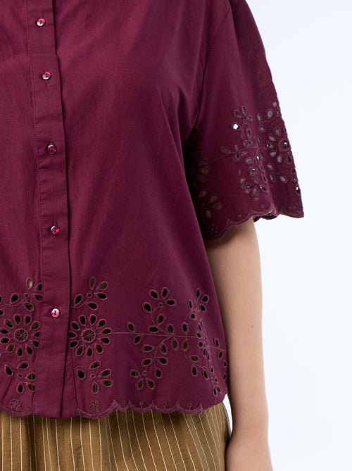 Blouse met korte mouwen en opengewerkte borduursels - Kiabi Blouse met korte mouwen en opengewerkte borduursels - Kiabi