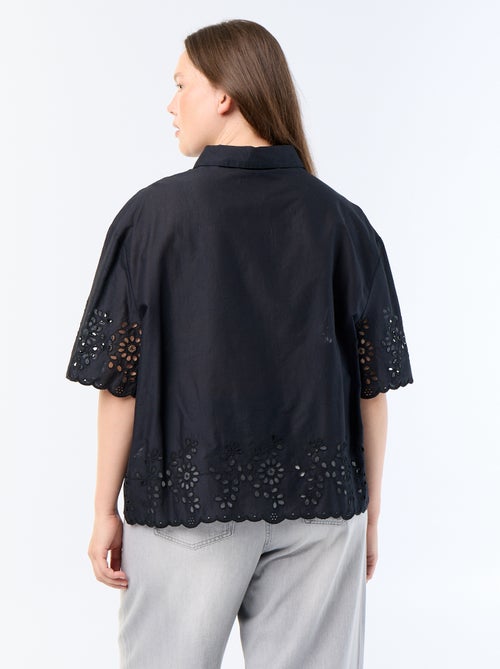 Blouse met korte mouwen en opengewerkte borduursels - Kiabi Blouse met korte mouwen en opengewerkte borduursels - Kiabi