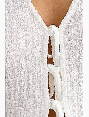 Blouse met korte mouwen en strikdetail