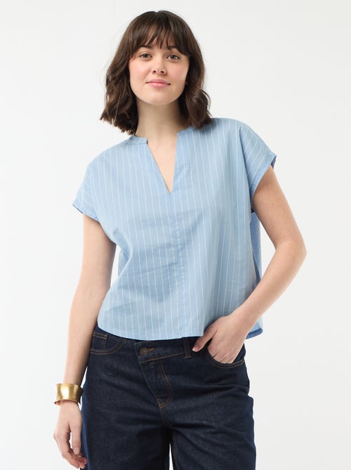Blouse met korte mouwen en V-hals - Kiabi