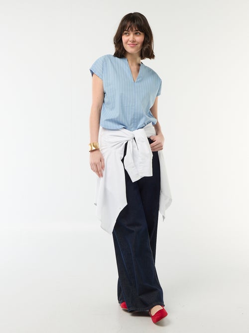 Blouse met korte mouwen en V-hals - Kiabi