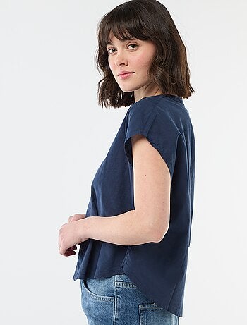 Blouse met korte mouwen en V-hals
