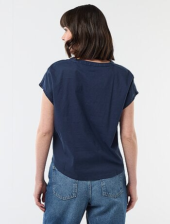 Blouse met korte mouwen en V-hals