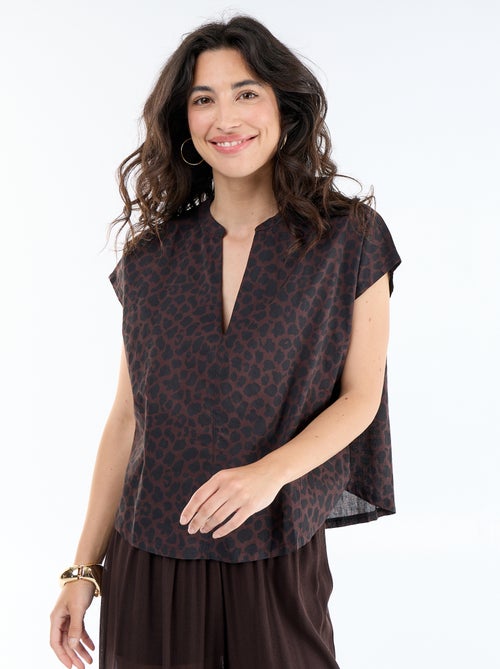 Blouse met korte mouwen en V-hals - Kiabi
